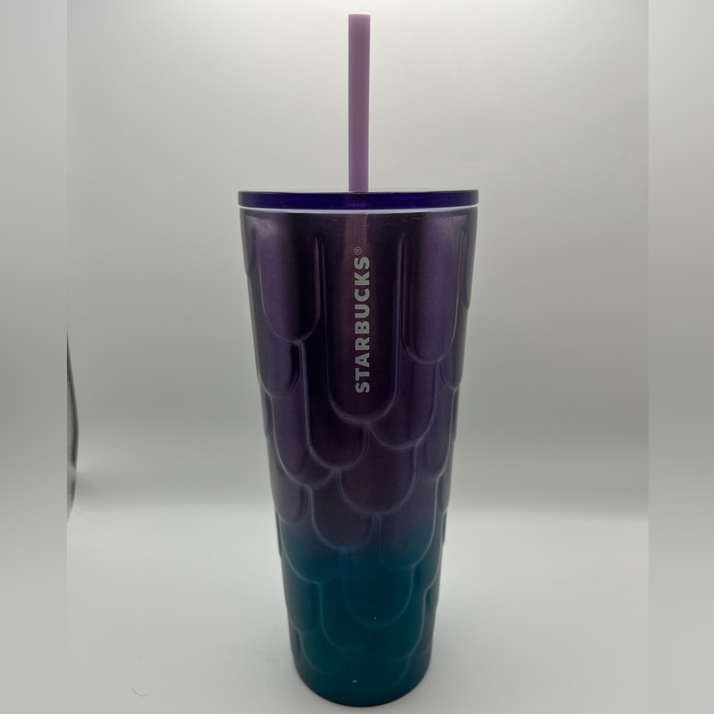 Starbucks 2022 Purple twilight Ombre Mermaid Scales Stainless Tumbler 24 oz  EUC